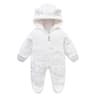 Autumn Winter Newborn Baby Footed Romper Warm Fleece Jumpsuit with Bear Ears Cute Star Cartoon Print One Piece Outfit