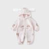 Warm Animal Print Hooded Romper Autumn Winter Newborn Baby Onesie Jumpsuit Outwear for Infant Boys Girls