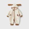 Warm Animal Print Hooded Romper Autumn Winter Newborn Baby Onesie Jumpsuit Outwear for Infant Boys Girls