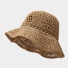 Womens Straw Bucket Hat Breathable Wide Brim Sunshade For Beach Travel 5