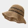 Womens Straw Bucket Hat Breathable Wide Brim Sunshade For Beach Travel 6