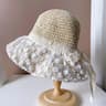 Elegant Floral Lace Wide Brim Sun Hat – Foldable Straw Beach Hat for Summer Travel & Vacation