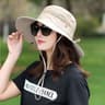 Women's Wide Brim Sun Hat with Neck Flap – Breathable UV Protection Hat for Hiking, Fishing, and Beach Travel
