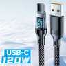 USB C  USB A Fast Charging Cable With LED Power Display 0