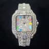 Mens Iced Out Diamond Watch Stainless Steel Waterproof Quartz Watch