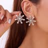 Crystal Zircon Pearl Earrings, Christmas Snowflake Stud, Dangle Piercing Jewelry for Women, Holiday Party Gifts for Girl