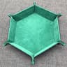 Hexagon Dice Game Storage Tray, Rolling Folding PU Leather Velvet Dice Mat