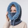 Women Winter Fur Cap Mask Set Hooded Knitted Cashmere Balaclava Ski Hat With Thick Fluffy Beanies   8