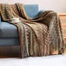 Boho Throw Blanket Knitted Striped Tassel Decorative Sofa  Bed Throw 7