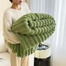 Luxury Faux Rabbit Fur Throw Blanket Ultra Soft Plush Cozy Sofa  Bed Blanket For All Seasons 2