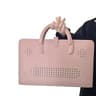 Pink PU Laptop Bag with Handle and Ventilated Base