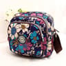 Womens Floral Nylon Shoulder Bag and Crossbody Handbag with Zipper