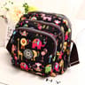 Womens Floral Nylon Shoulder Bag and Crossbody Handbag with Zipper
