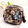 Womens Floral Nylon Shoulder Bag and Crossbody Handbag with Zipper