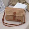 Womens Retro Straw Crossbody Messenger Bag with Adjustable Strap