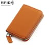 RFID Blocking Genuine Leather Coin Purse with Zipper Closure