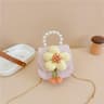 Childrens Flower Pearl Crossbody Handbag for Girls