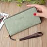 Womens Long Zipper Wallet with Multiple Card and Cash Compartments
