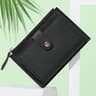 Womens Slim PU Leather Wallet with Crocodile Pattern and Metal Buckle