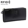Womens RFID Leather Wallet with Large Capacity and Zipper Compartments