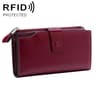 Womens RFID Leather Wallet with Large Capacity and Zipper Compartments