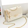 Womens Sequin Shoulder Bag with Chain Strap and Heart Decoration