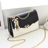 Womens Sequin Shoulder Bag with Chain Strap and Heart Decoration