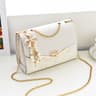 Womens Sequin Shoulder Bag with Chain Strap and Heart Decoration