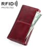 Womens RFID Leather Zipper Wallet with Card Slots and Coin Compartments