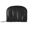 Womens Pleated PU Leather Short Wallet with Zipper Coin Purse