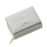 Womens Tri Fold PU Leather Wallet with Cartoon Charm and Zipper Coin Pocket