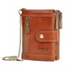 Retro PU Leather Double Zipper Short Wallet with Multiple Card Slots