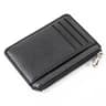 Slim PU Leather Card Holder Wallet with Multiple Card Slots and Zipper