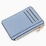 Slim PU Leather Card Holder Wallet with Multiple Card Slots and Zipper