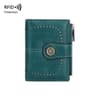 Womens RFID Blocking Short Wallet with Multiple Card Slots and Zipper Closure