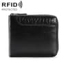 Mens RFID Blocking Wallet with Zipper Closure and Compact PU Design
