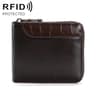 Mens RFID Blocking Wallet with Zipper Closure and Compact PU Design