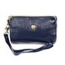 Womens Small Leather Zipper Wallet and Cosmetic Pouch with Lanyard