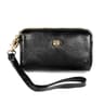 Womens Small Leather Zipper Wallet and Cosmetic Pouch with Lanyard