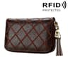 Womens Genuine Cowhide Leather RFID Blocking Card Holder Wallet with 15 Card Slots