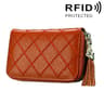 Womens Genuine Cowhide Leather RFID Blocking Card Holder Wallet with 15 Card Slots