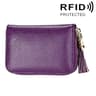 Womens Genuine Cowhide Leather RFID Blocking Card Holder Wallet With Zipper 16