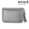 Womens Genuine Cowhide Leather RFID Blocking Card Holder Wallet With Zipper 17
