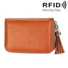 Womens Genuine Cowhide Leather RFID Blocking Card Holder Wallet With Zipper 19