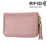 Womens Genuine Cowhide Leather RFID Blocking Card Holder Wallet With Zipper 20