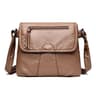Womens Soft PU Leather Messenger Bag with Flap Closure and Multiple Pockets