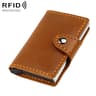 Genuine Leather RFID Card Holder with Automatic Pop Up Aluminum Case