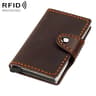 Genuine Leather RFID Card Holder with Automatic Pop Up Aluminum Case