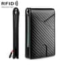 Mens Carbon Fiber and PU Leather Bifold Business Wallet with Money Clip