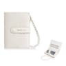 Womens Color Block PU Leather Wallet with Pearl Accent Wrist Strap